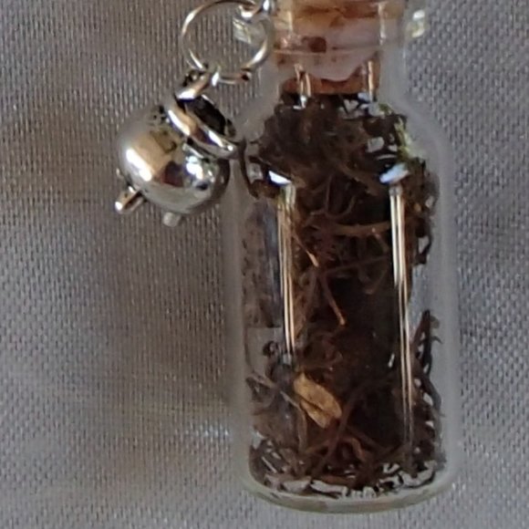 Blood Root Witch 3D Cauldron Broom Glass Bottle Necklace Zip Pulls Handcrafted - Picture 12 of 14